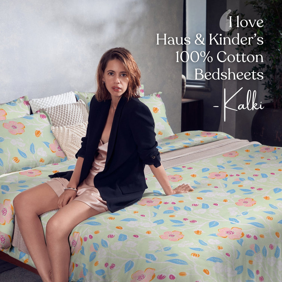 Bloomfield Dawn Combed Cotton King Fitted Bedsheet, 186 TC