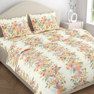 Vintage Peony 100% Combed Cotton 144 TC King Flat Bedsheet 4.4 (90)