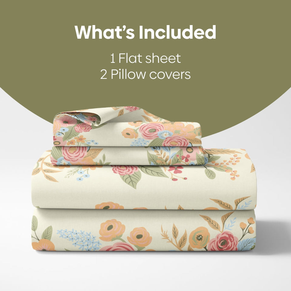 Vintage Peony 100% Combed Cotton 144 TC King Flat Bedsheet 4.4 (90)