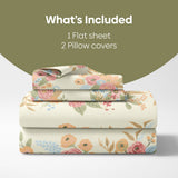 Vintage Peony 100% Combed Cotton 144 TC King Flat Bedsheet 4.4 (90)