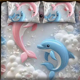 Heavy 7D Digital Glace Cotton Super King Size Printed Flat Double Bedsheet, 110 X 110 Inch and 2 Pillow Cover