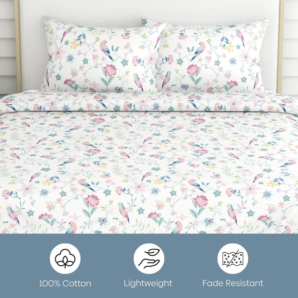 Exotic Wings, 100% Cotton King Bedsheet, 186 TC