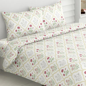 Rose Serenity, 100% Cotton King Size Bedsheet, 186 TC