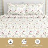 Rose Serenity, 100% Cotton King Size Bedsheet, 186 TC