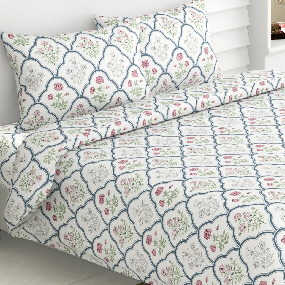 Classic Trells, 100% Cotton King Size Bedsheet, 186 TC