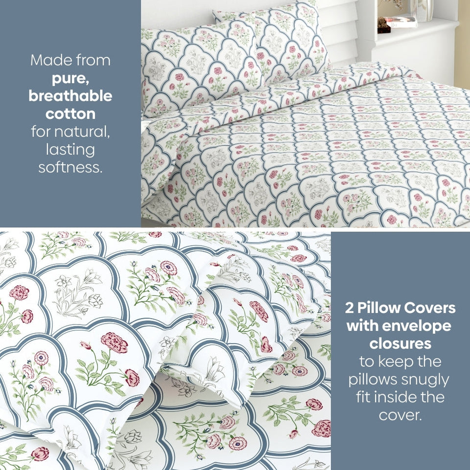 Classic Trells, 100% Cotton King Size Bedsheet, 186 TC