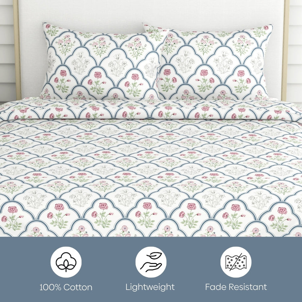 Classic Trells, 100% Cotton King Size Bedsheet, 186 TC