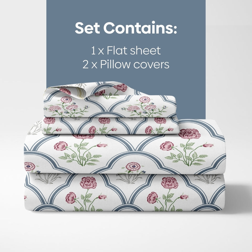 Classic Trells, 100% Cotton King Size Bedsheet, 186 TC
