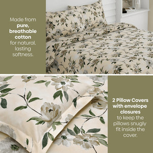 Greek Garden Romance, 100% Cotton King Size Bedsheet, 186 TC Yellow