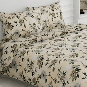 Greek Garden Romance, 100% Cotton King Size Bedsheet, 186 TC Yellow