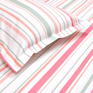 Magical Stripes 100% Cotton King Size Bedsheet, 186 TC, Pink and Green