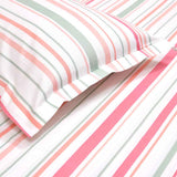 Magical Stripes 100% Cotton King Size Bedsheet, 186 TC, Pink and Green
