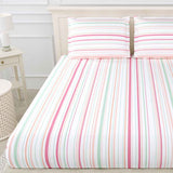 Magical Stripes 100% Cotton King Size Bedsheet, 186 TC, Pink and Green