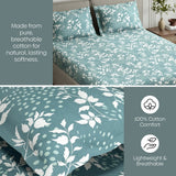 Green foliage 100% Cotton King Fitted Bedsheet, 144 TC
