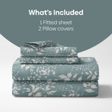 Green foliage 100% Cotton King Fitted Bedsheet, 144 TC