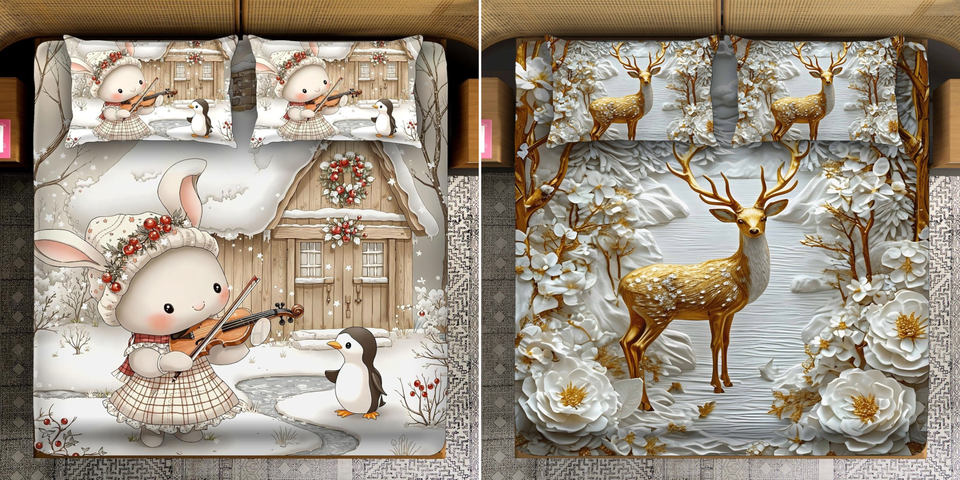 Combo of  Double Bedsheet (110 x 110 Inches) with 2 Pillow Covers | Super Soft Microfiber | Luxury HD Printed Bedsheet | Fade Resistant & Easy Care(Pack of 2 )