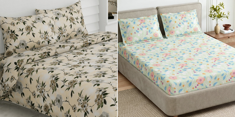 100% Cotton King Size Bedsheet, 186 TC(Pack of 2)