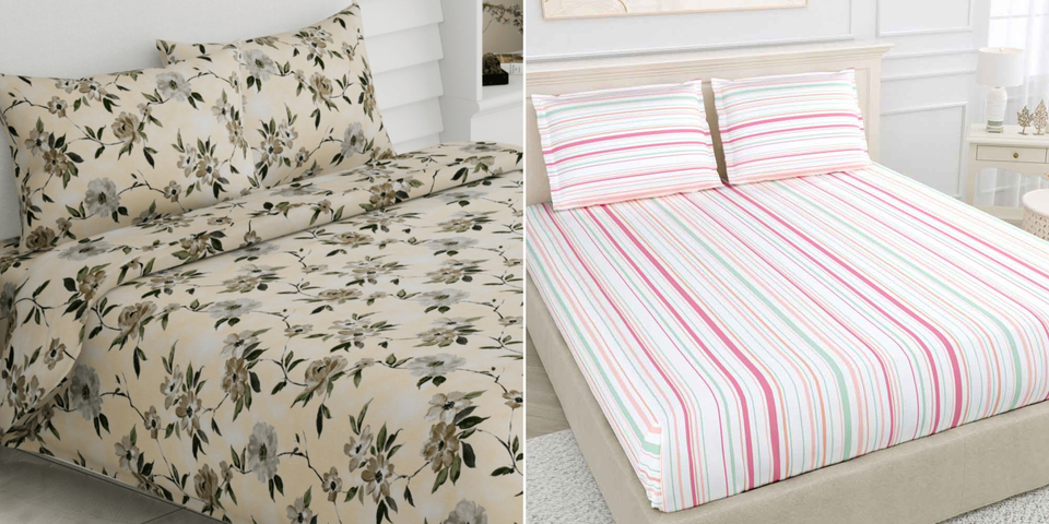 100% Cotton King Size Bedsheet, 186 TC(Pack of 2)