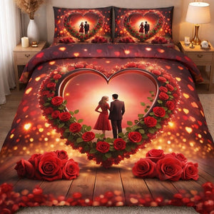 Luxury 7D Rose Printed Fitted (Elastic) Bedsheet with Pillow Covers (90×100 Inch)