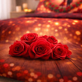 Luxury 7D Rose Printed Fitted (Elastic) Bedsheet with Pillow Covers (90×100 Inch)