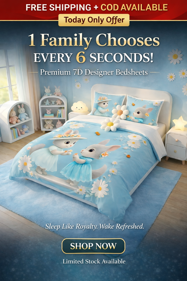 Heavy 7D Digital Glace Cotton Super King Size Printed Flat Double Bedsheet, 110 X 110 Inch and 2 Pillow Cover